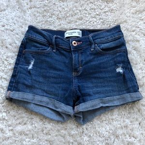 Denim blue shorts.
